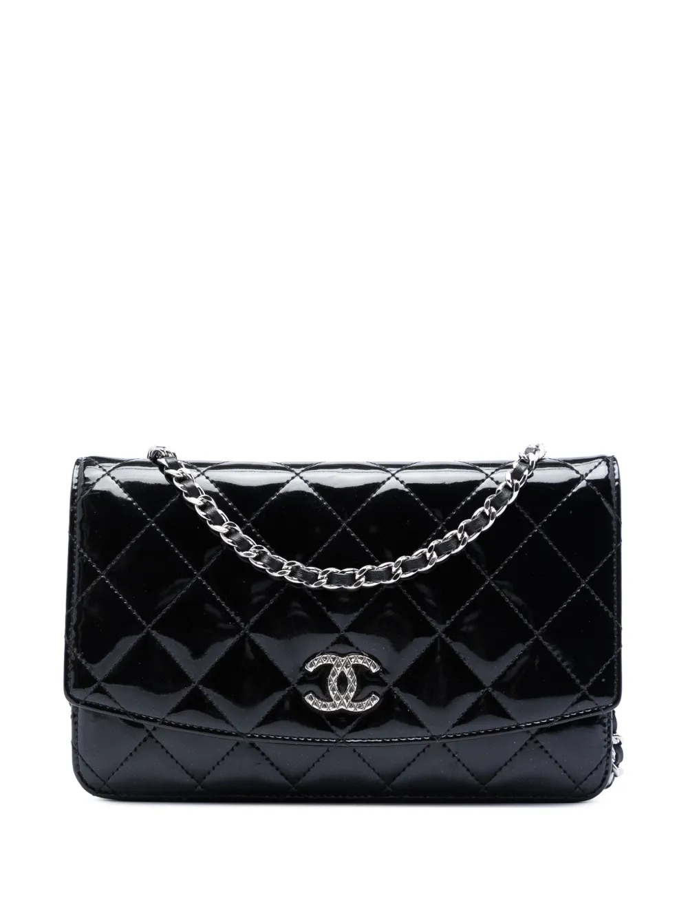 CHANEL Pre-Owned 2011 CC Quilted Patent Brilliant Wallet On Chain crossbody bag - Nero