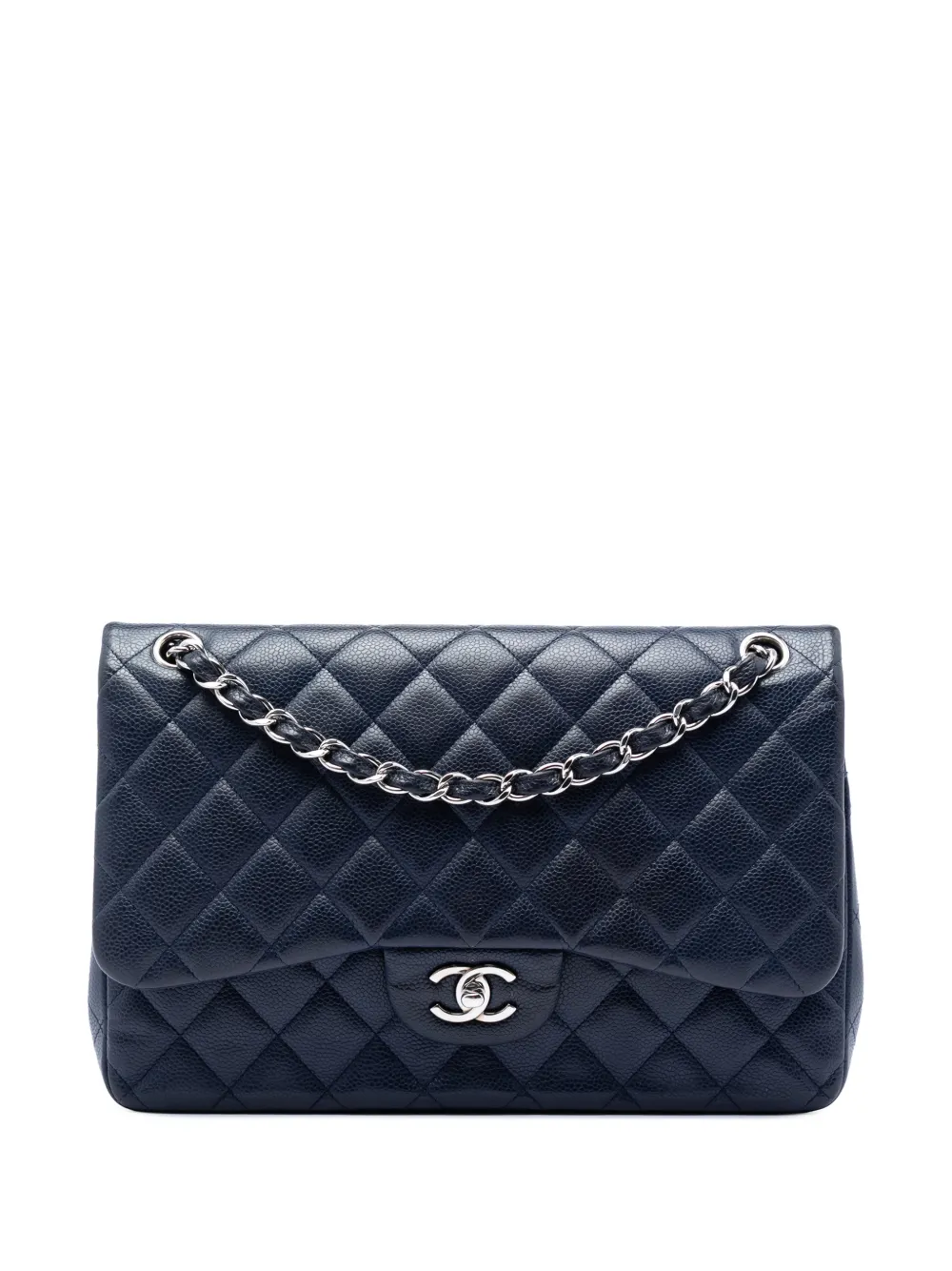 CHANEL Pre-Owned 2013-2014 Jumbo Classic Caviar Double Flap shoulder bag - Blu