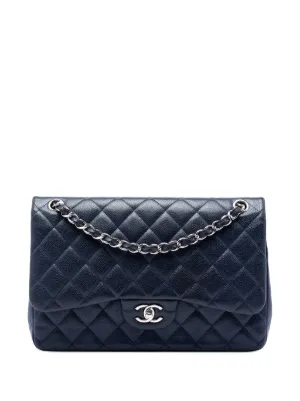 CHANEL ネイビー キルティングショルダーバッグ CHANEL Pre-Owned キルティング ショルダーバッグ | ブルー | FARFETCH JP