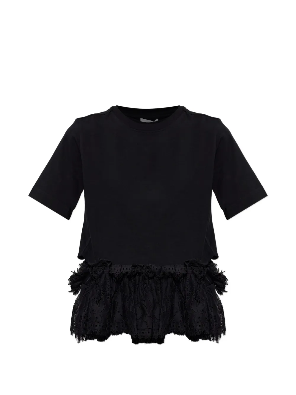 Alexander McQueen lace-trimmed T-shirt - Nero