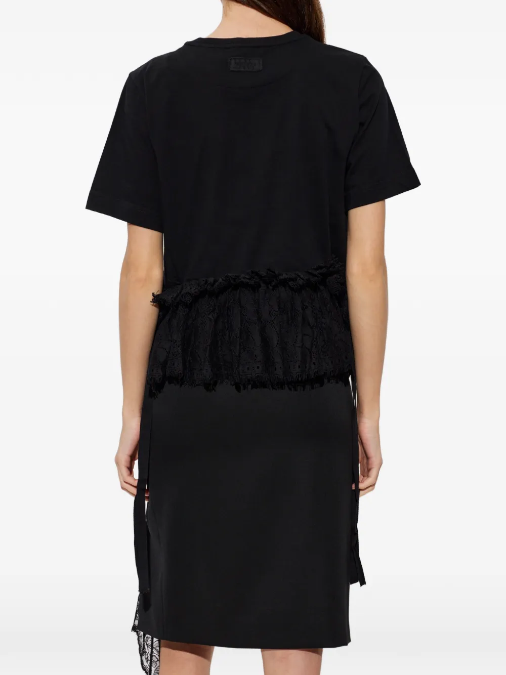 Alexander McQueen T-shirt met ruches en kanten afwerking Zwart