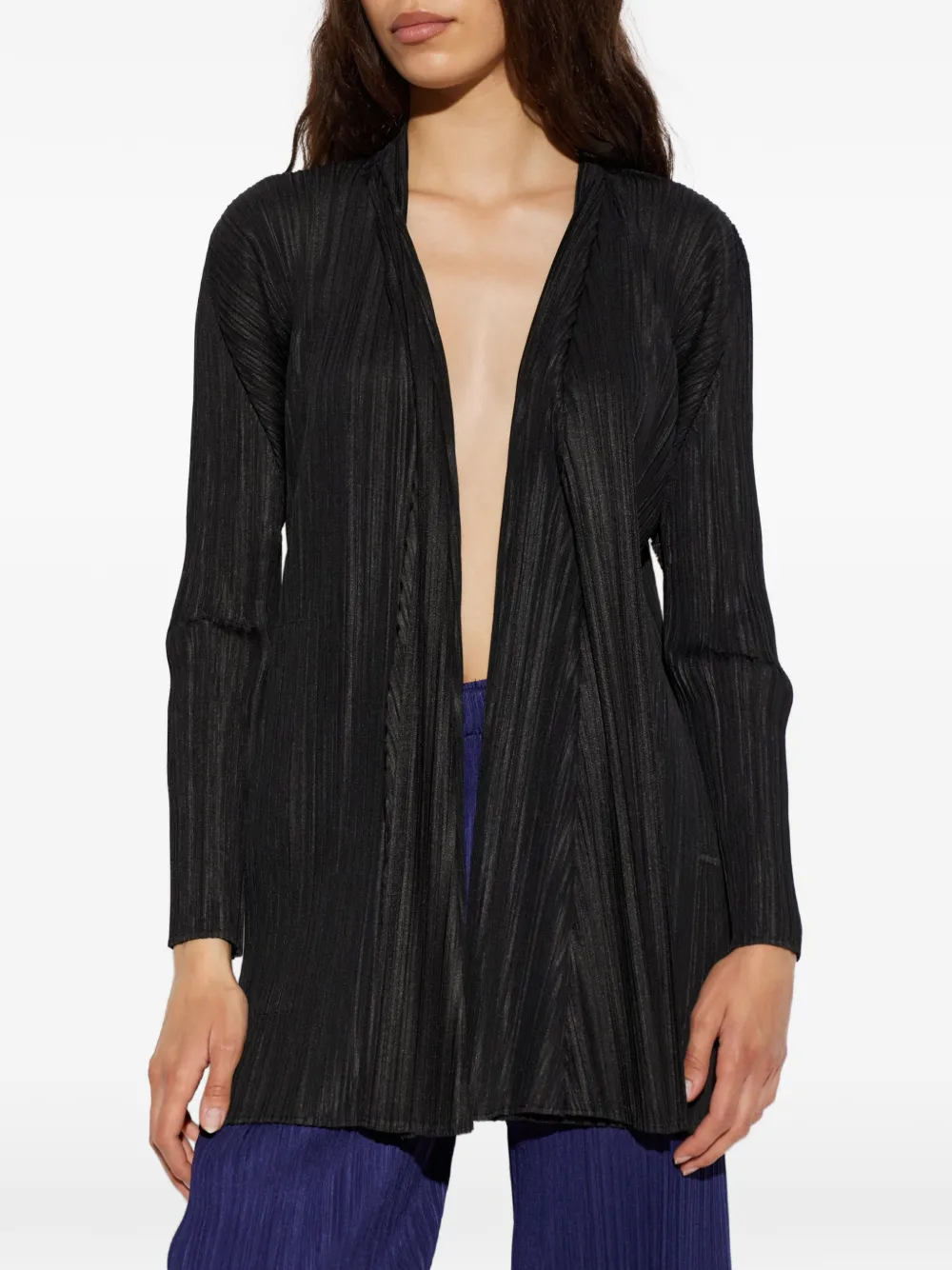 Pleats Please Issey Miyake Vest met open voorkant Zwart