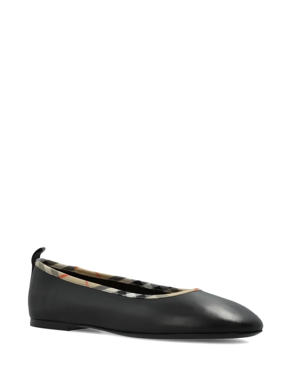 Burberry Robin check-trim leather ballet flats Zwart