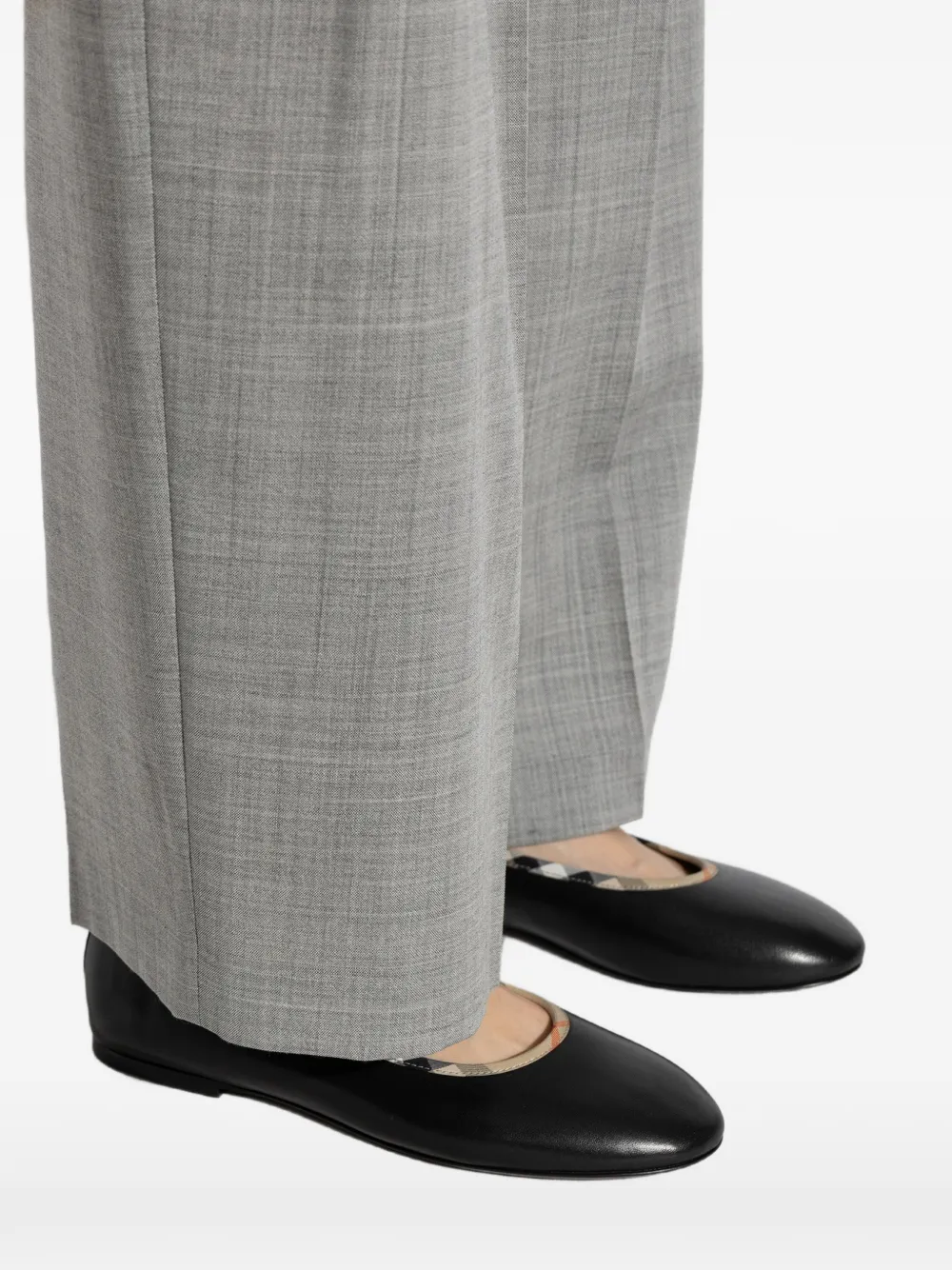 Burberry Robin check-trim leather ballet flats Zwart
