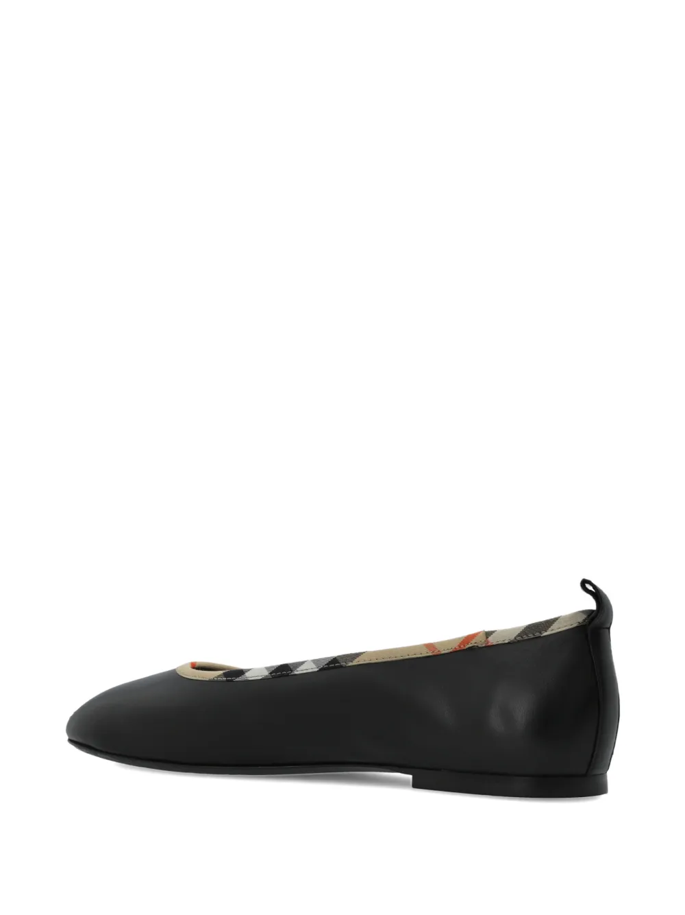 Burberry Robin check-trim leather ballet flats Zwart