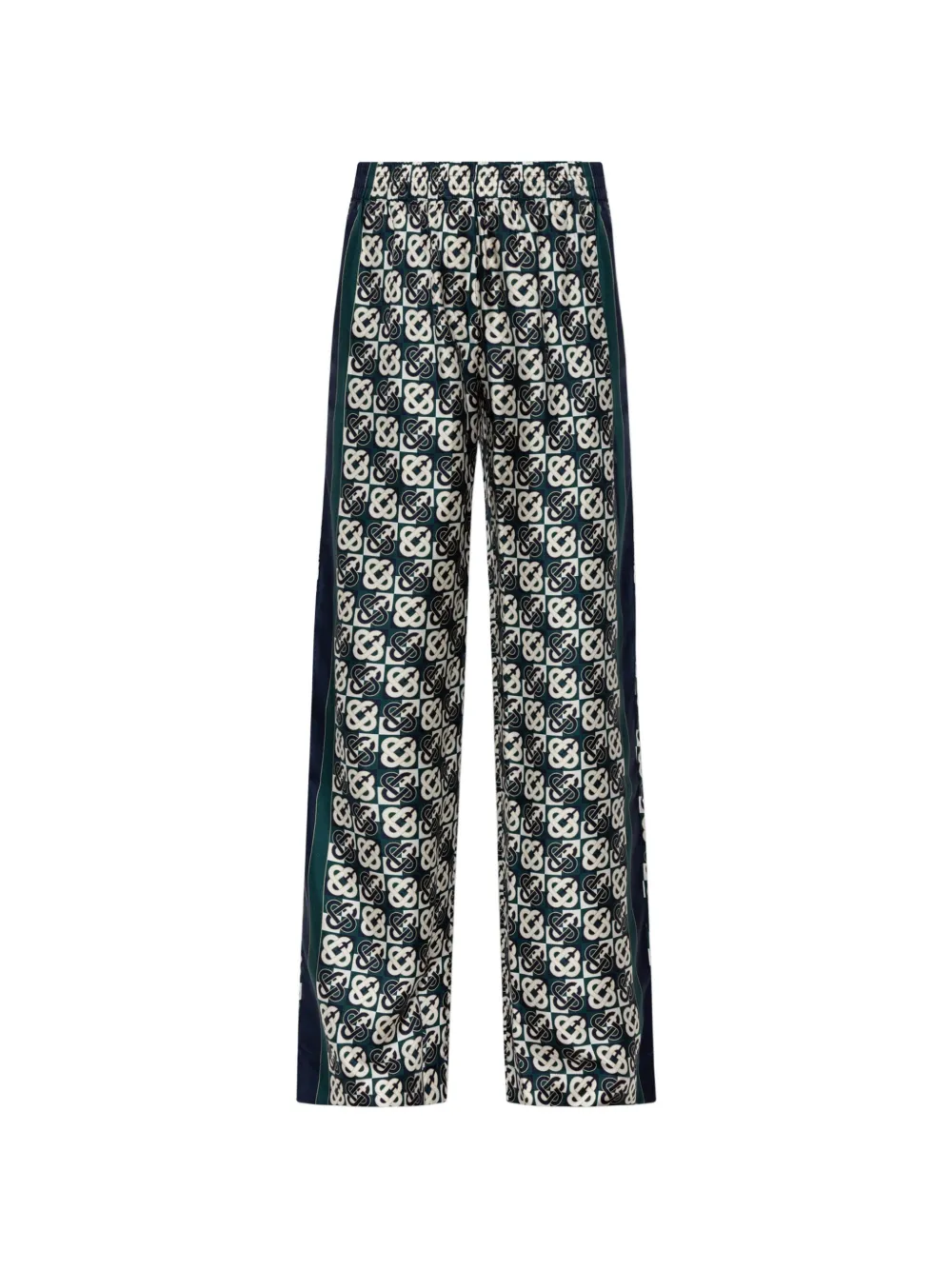 Casablanca monogram-print silk trousers - Verde