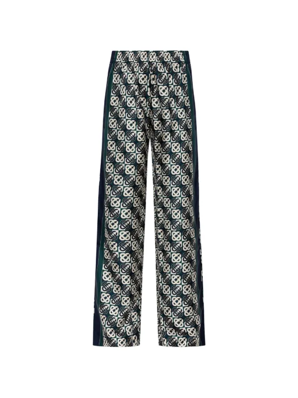 Casablanca Monogram-print Silk Trousers in Green