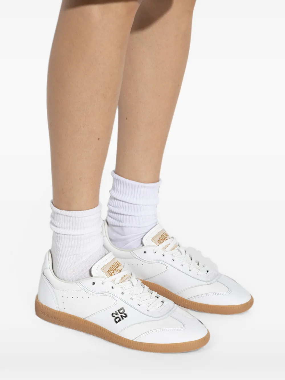 DSQUARED2 logo-plaque leather sneakers Wit