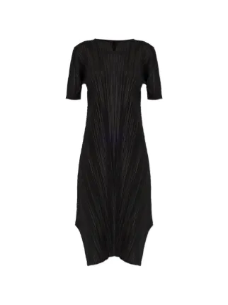 Pleats Please Issey Miyake Mellow Pleats V-neck Asymmetric Dress
