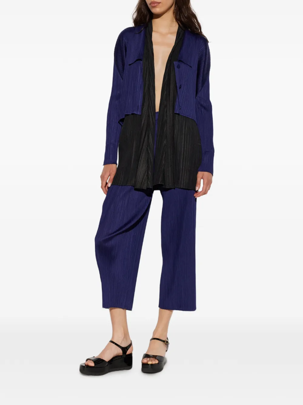 Pleats Please Issey Miyake Plooibroek met zijsplit Blauw
