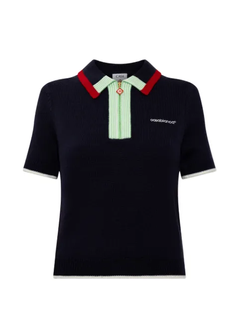 Casablanca logo-embroidered zip-up polo shirt