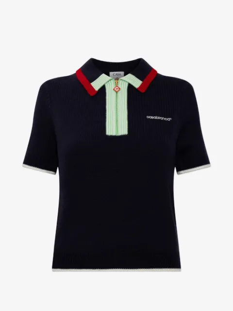 Casablanca logo-embroidered zip-up polo shirt