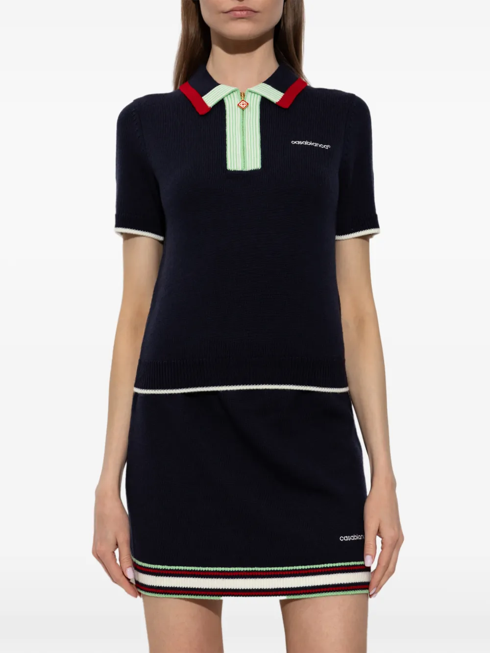 Casablanca Poloshirt met geborduurd logo Blauw
