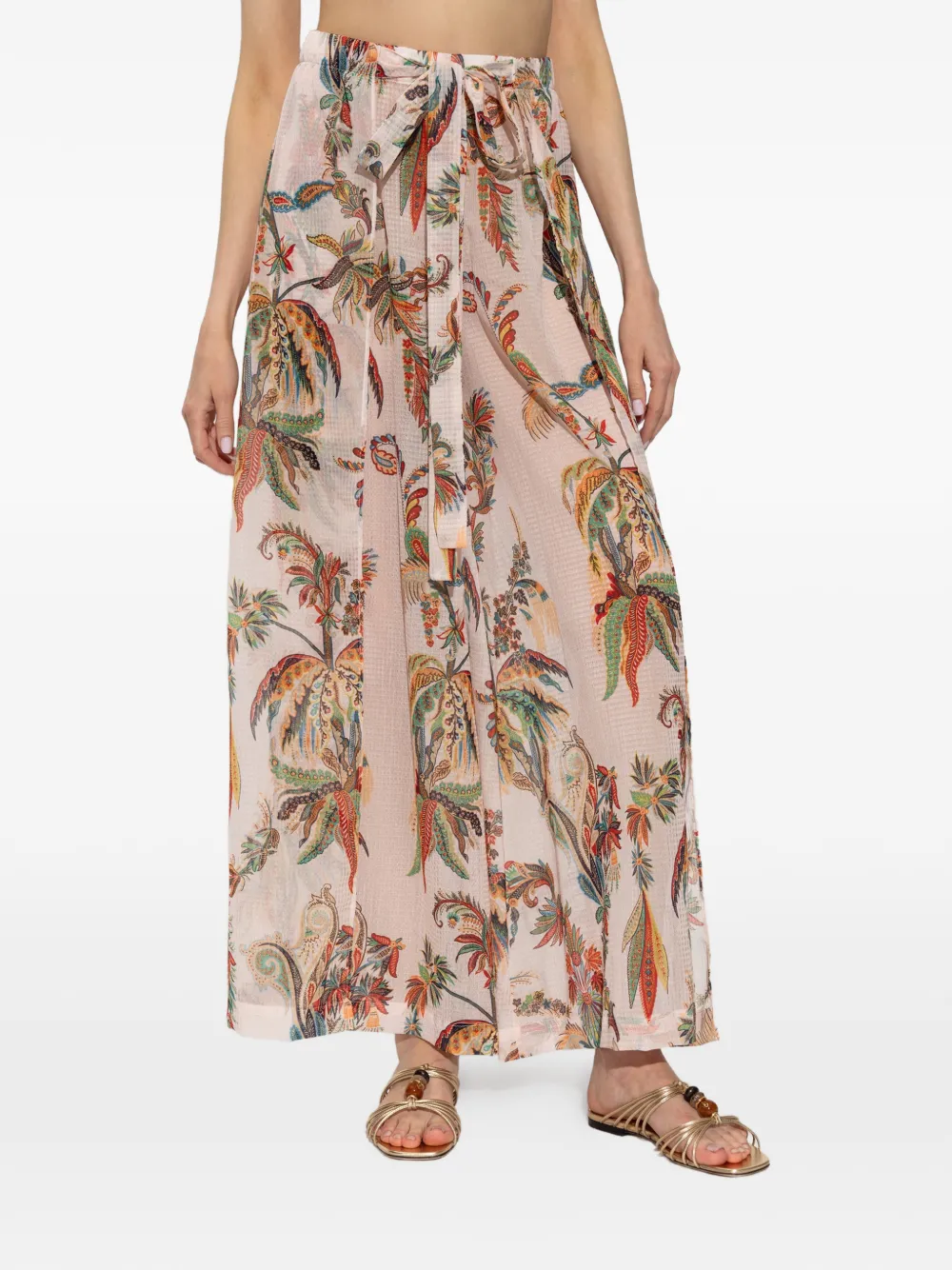ETRO Palazzo broek met paisley-print en split Beige