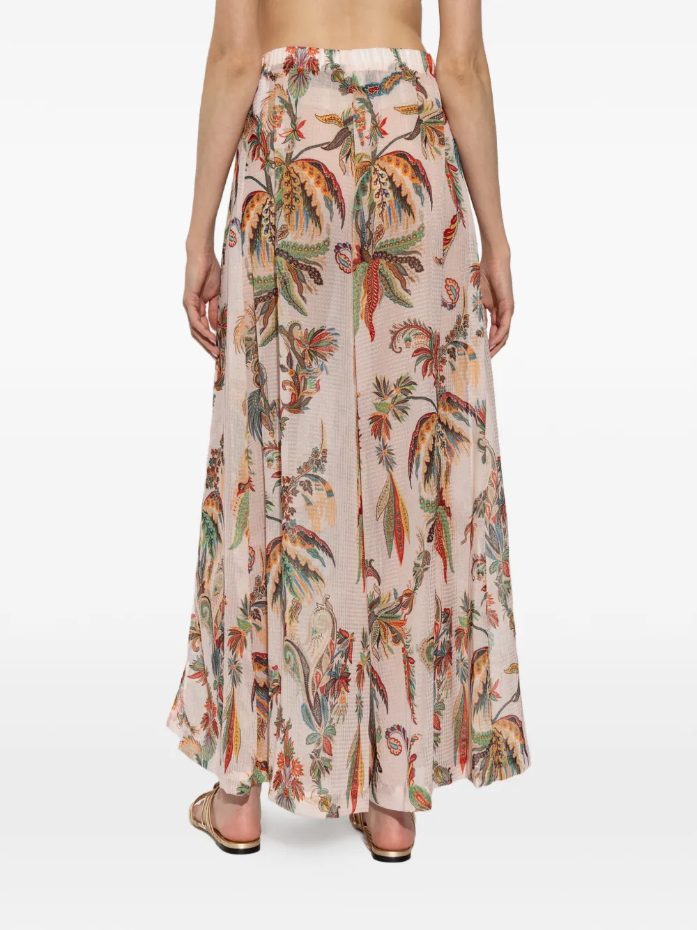 ETRO Palazzo broek met paisley-print en split Beige
