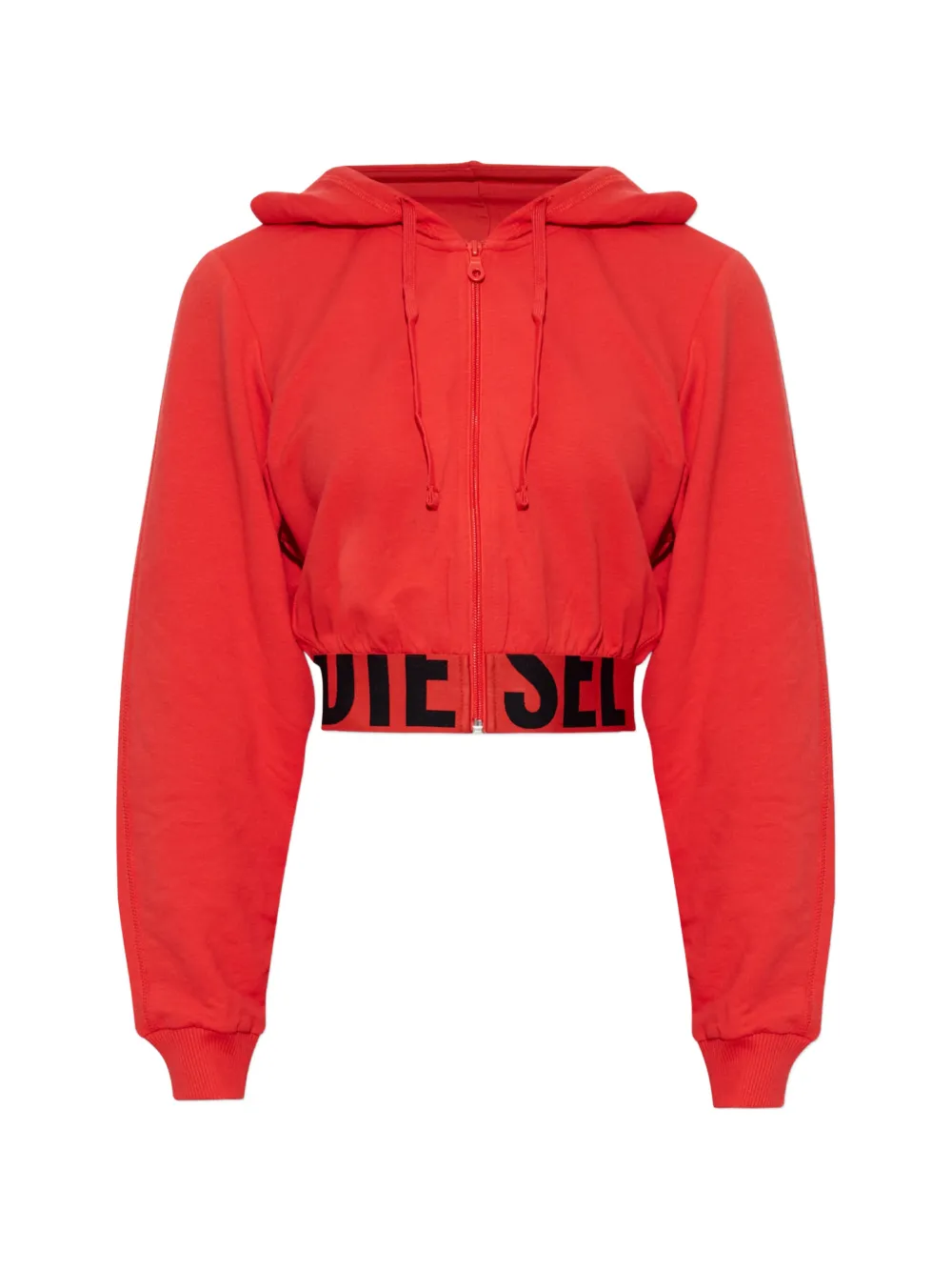 Diesel logo-tape cropped hoodie - Rosso