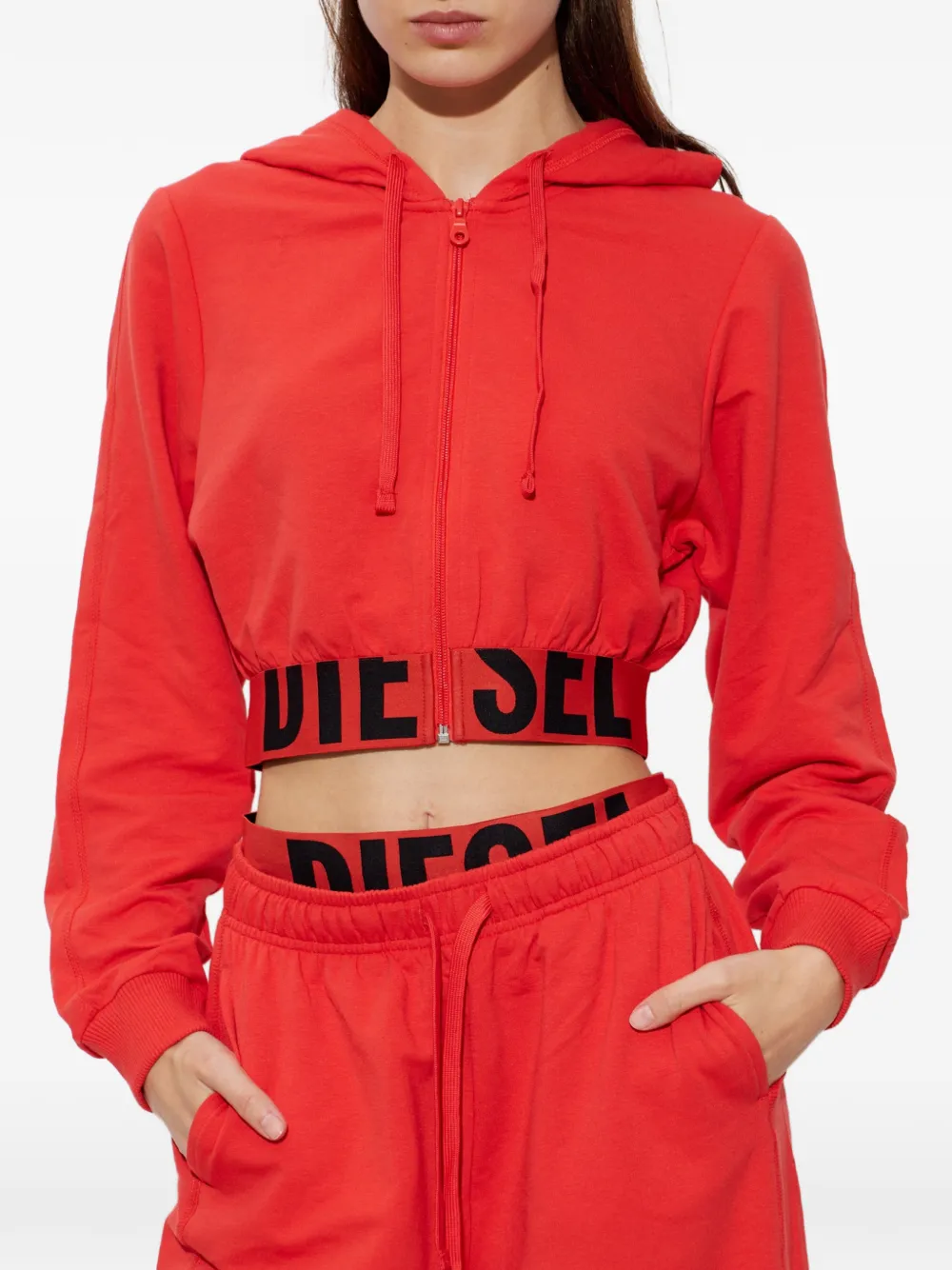 Diesel Hoodie met rits Rood