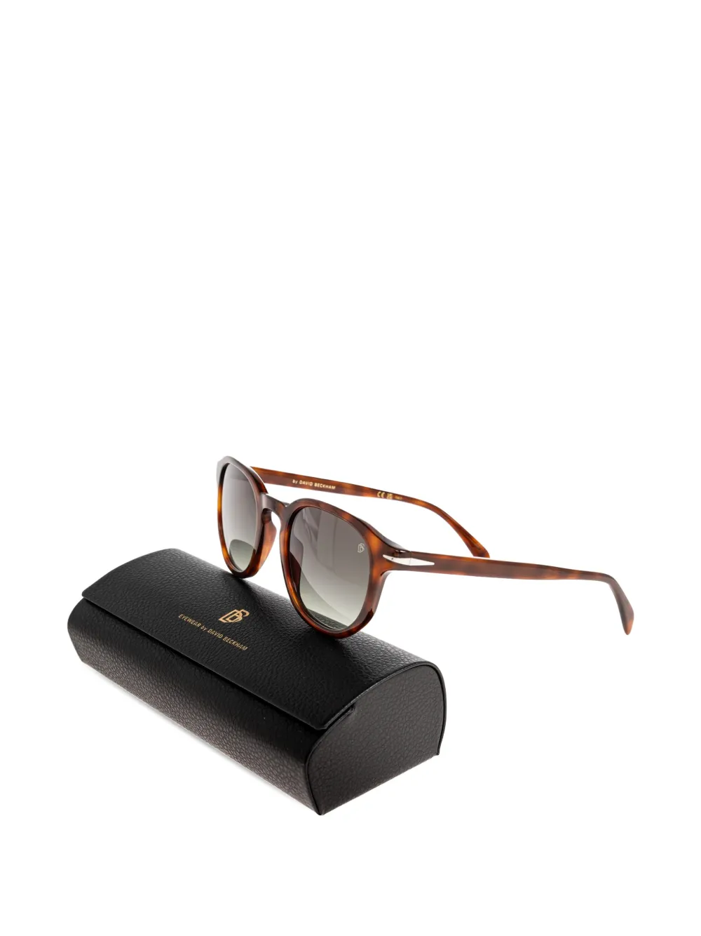 Eyewear by David Beckham Zonnebril met rond montuur en schildpadschild design Bruin