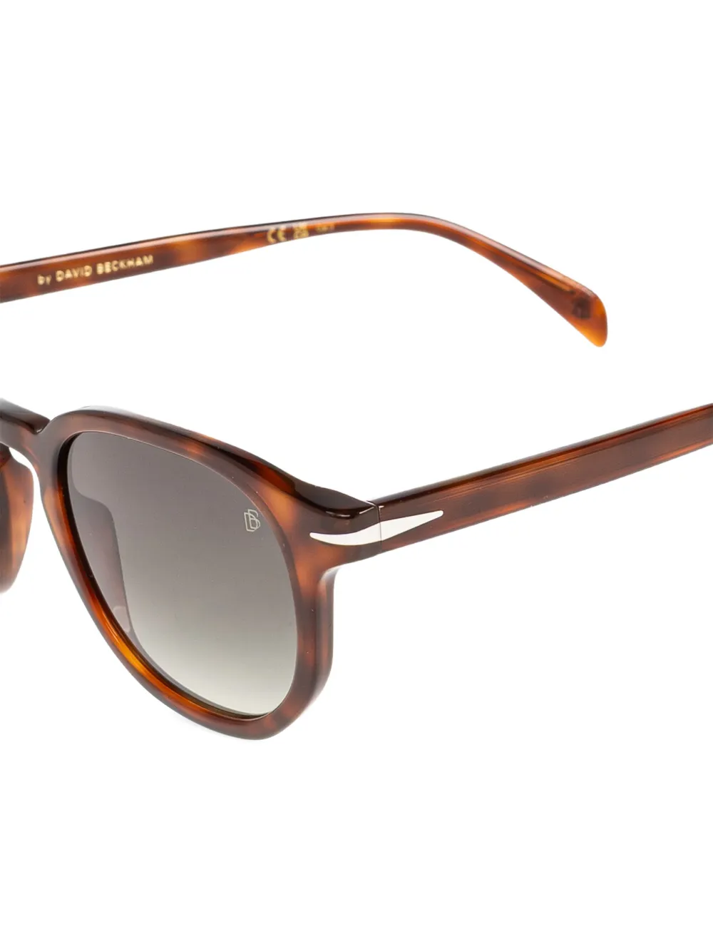 Eyewear by David Beckham Zonnebril met rond montuur en schildpadschild design Bruin