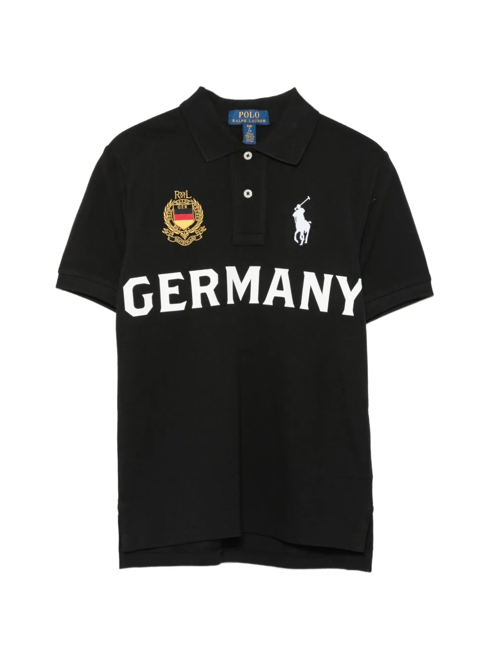 POLO RALPH LAUREN KIDS logo-embroidered piqué polo shirt Zwart