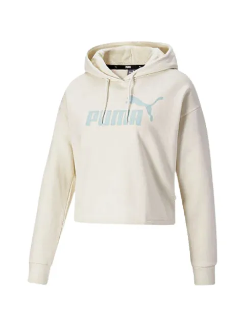 PUMA cropped logo-print hoodie