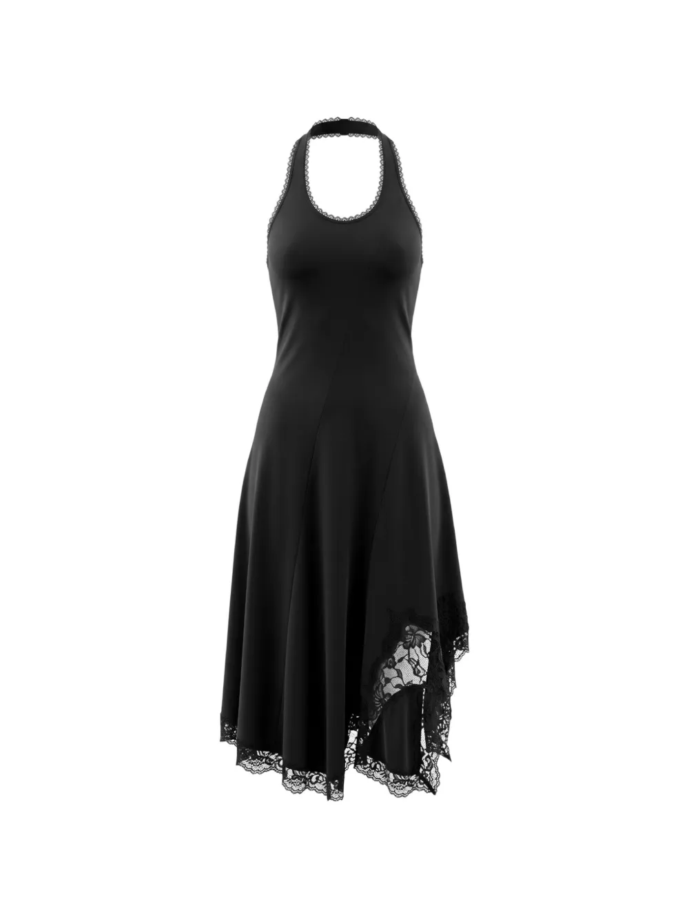 VETEMENTS lace-trim halterneck midi dress