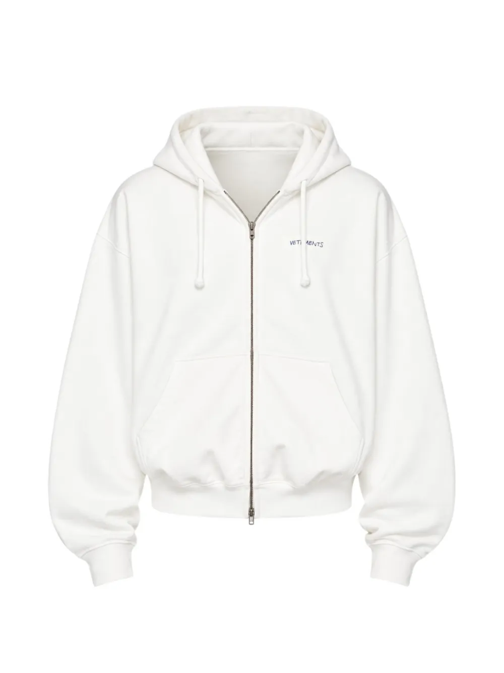 VETEMENTS logo-embroidered zip-up hoodie - White