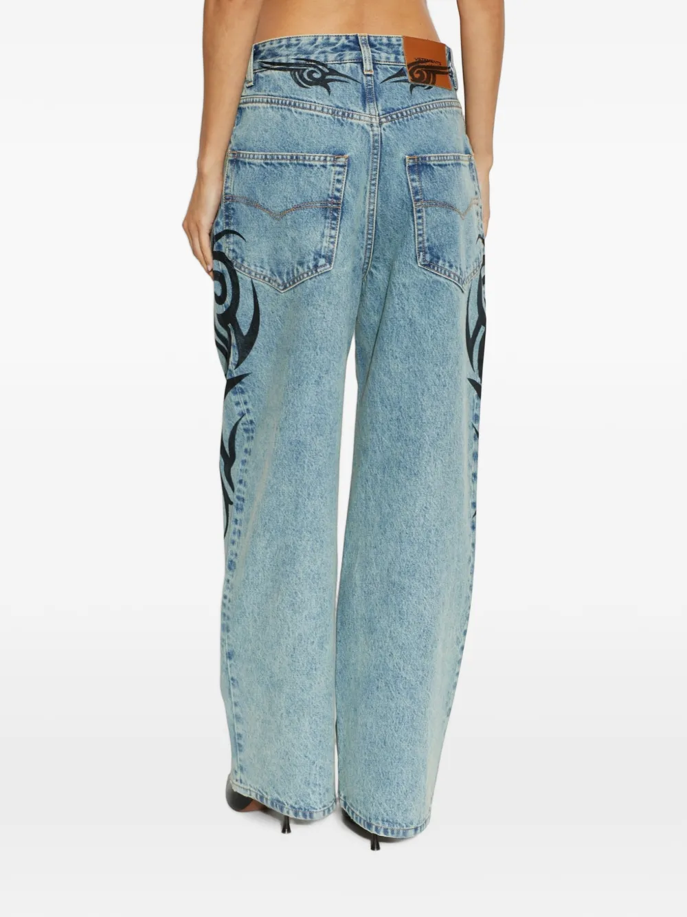VETEMENTS Jeans met wijde pijpen en print Blauw