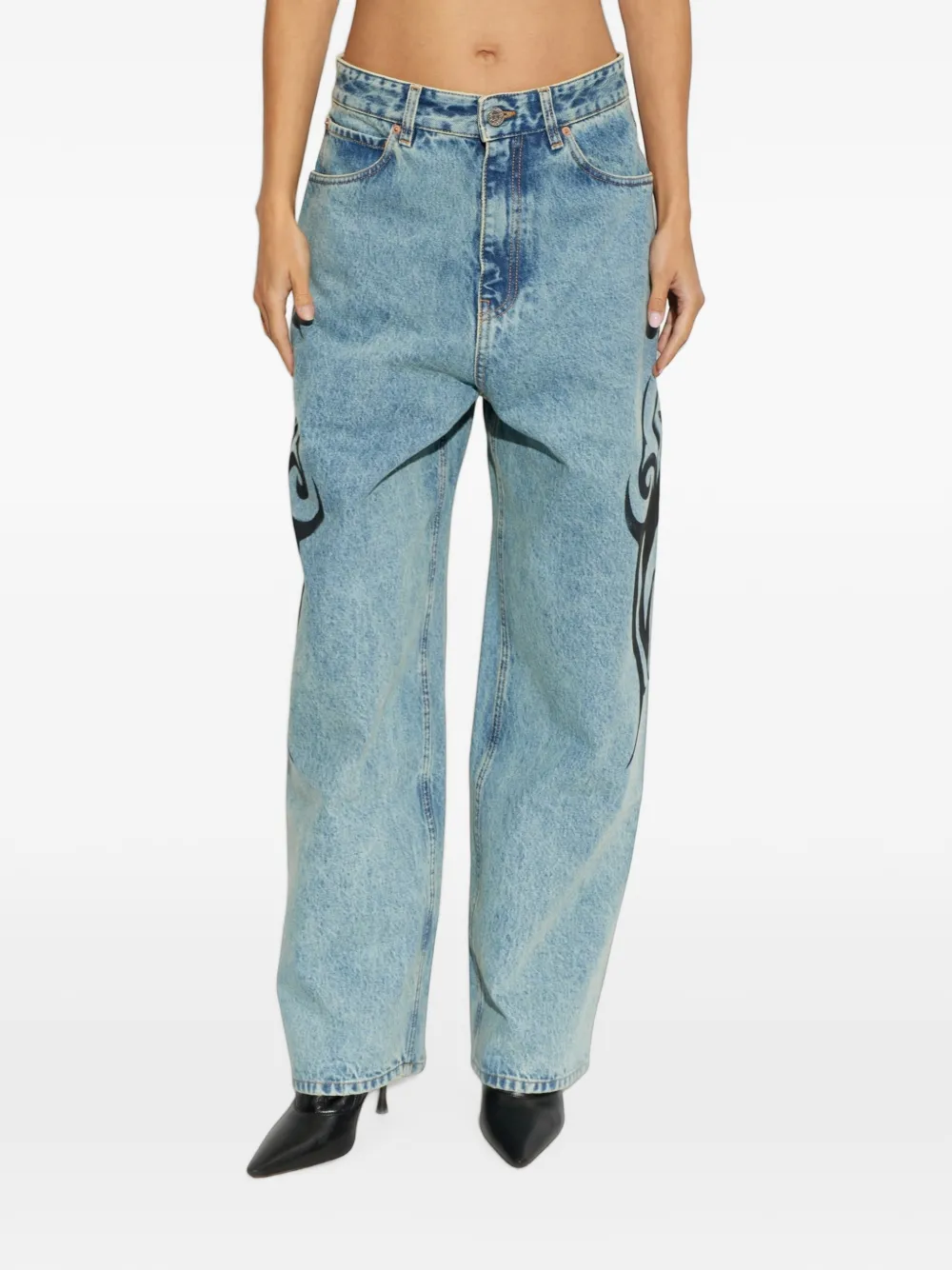 VETEMENTS Jeans met wijde pijpen en print Blauw