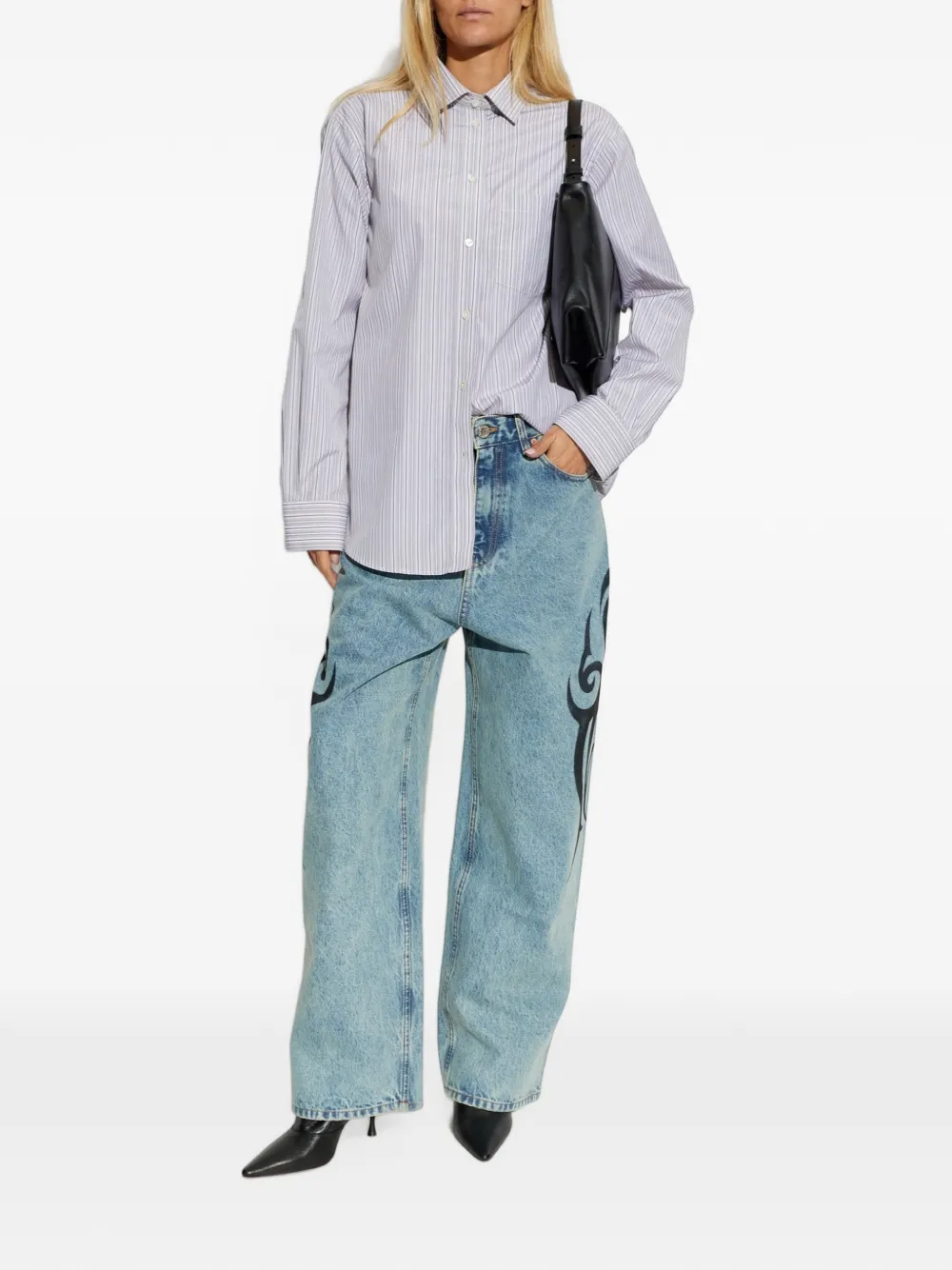 VETEMENTS Jeans met wijde pijpen en print Blauw