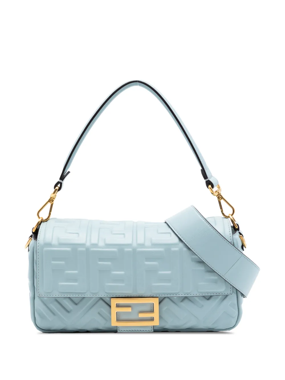 Fendi Pre-Owned 2010-2026 Zucca Embossed Leather Baguette satchel - Blu