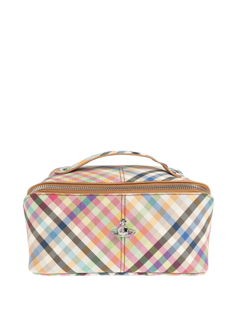 Vivienne Westwood Orb-plaque check-pattern make-up bag - Nude
