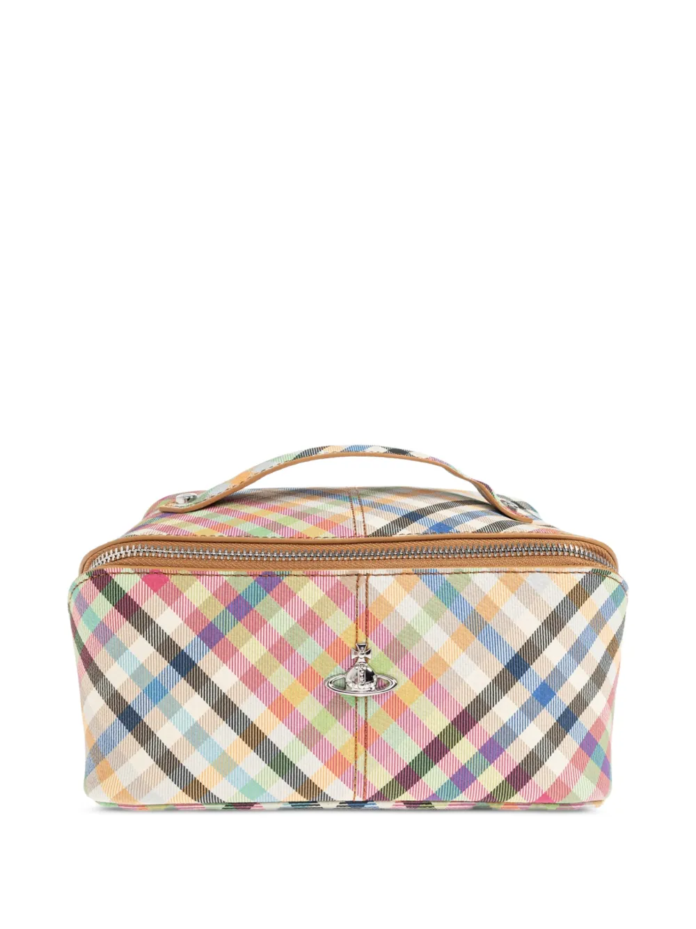 Vivienne Westwood Orb-plaque check-pattern make-up bag - Nude