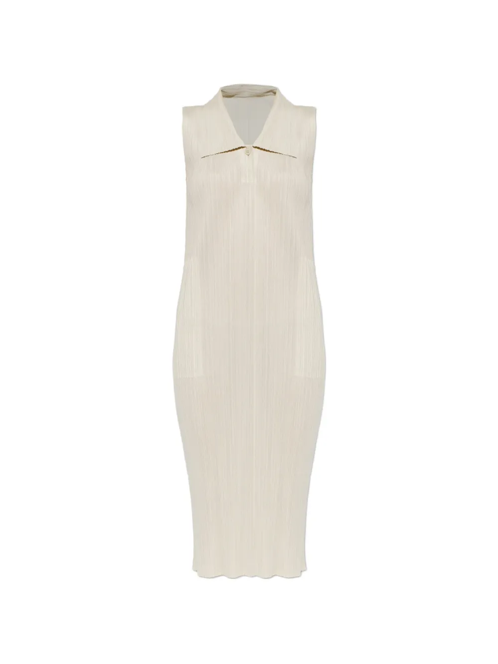Pleats Please Issey Miyake May pleated sleeveless midi dress - Toni neutri