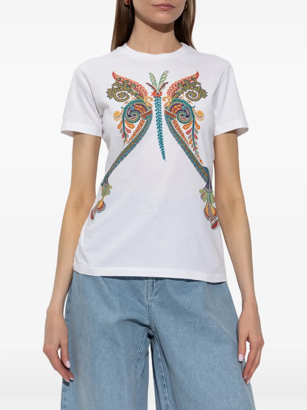 ETRO T-shirt met vlinderpatroon Wit