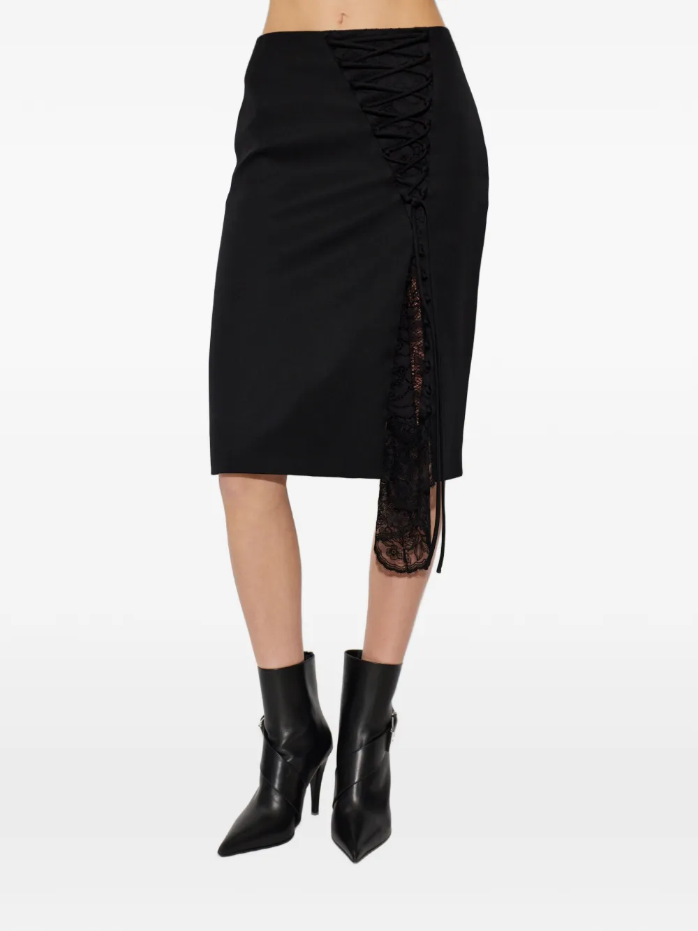 Alexander McQueen レースアップ スカート | ブラック | FARFETCH JP