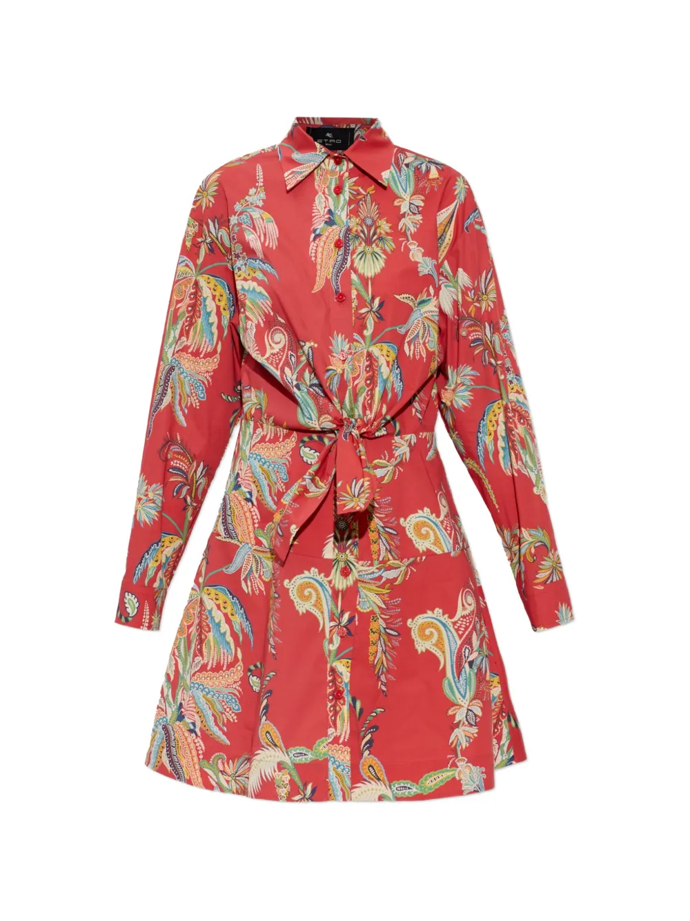 ETRO paisley-print knot-detail shirt mini dress - Rot