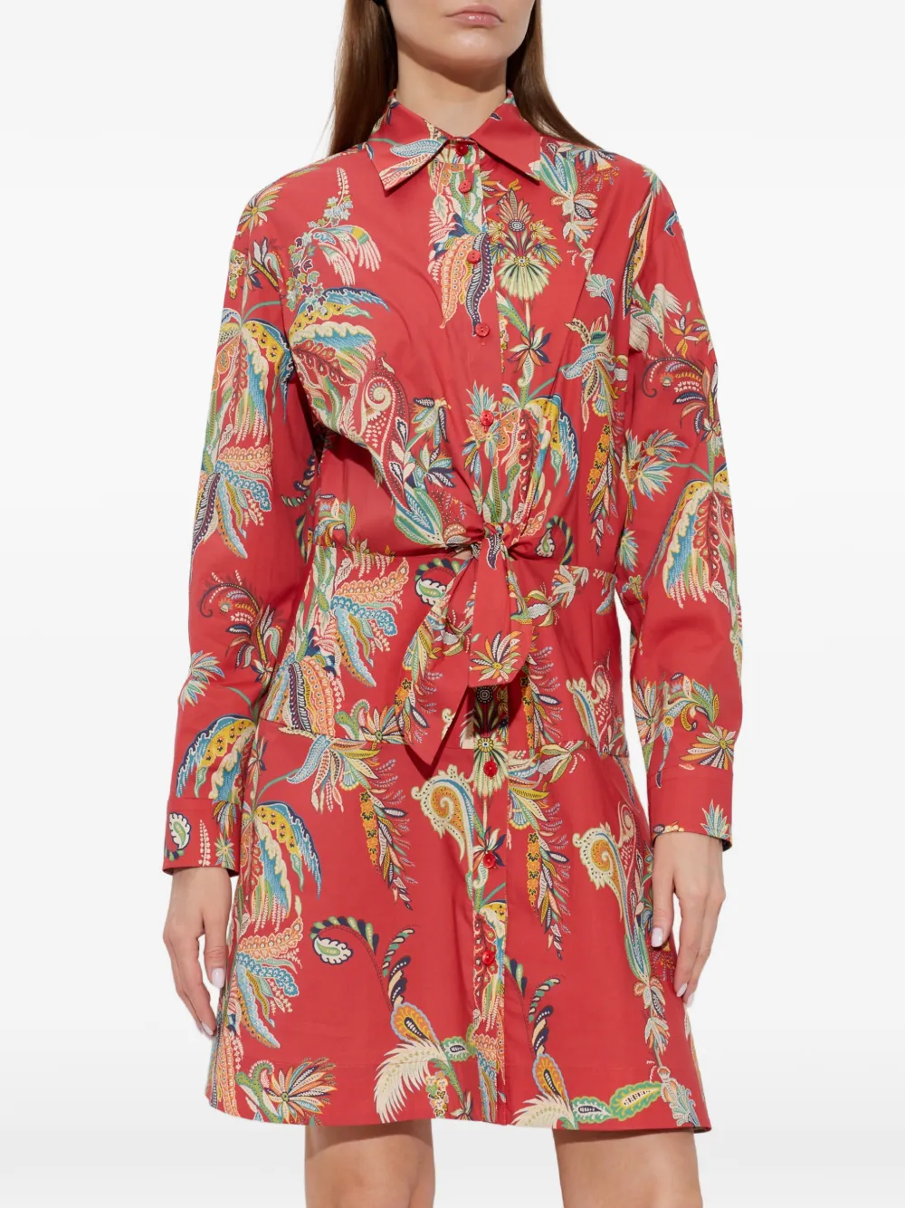 ETRO Mini-jurk met paisley-print en geknoopt detail Rood