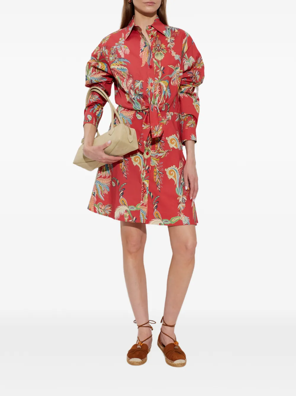ETRO Mini-jurk met paisley-print en geknoopt detail Rood