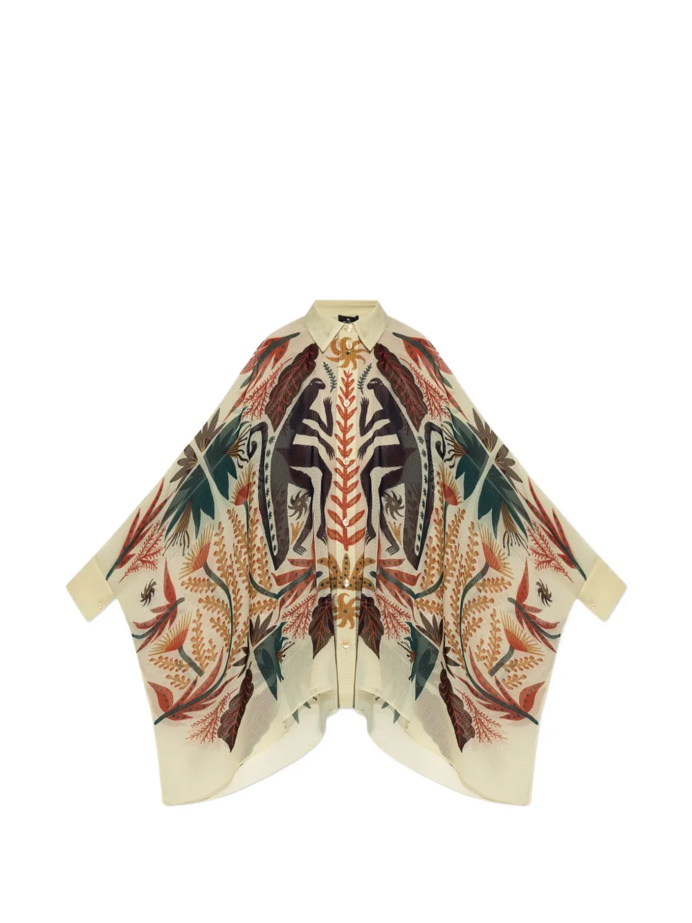 ETRO x Tabby Booth asymmetrical-cut graphic-print shirt - Toni neutri