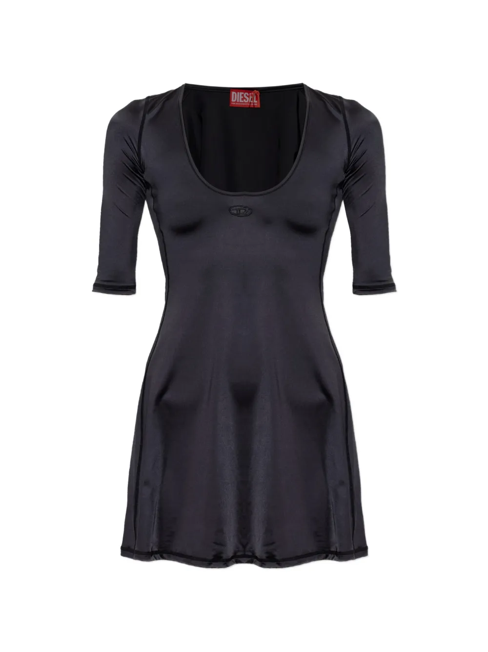 Diesel D-ELPHIN logo-patch scoop-neck dress - Nero