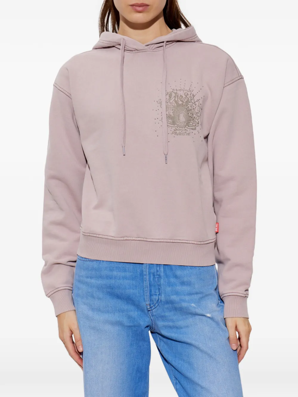 Diesel F-phoeny hoodie verfraaid met stras en grafische print Paars