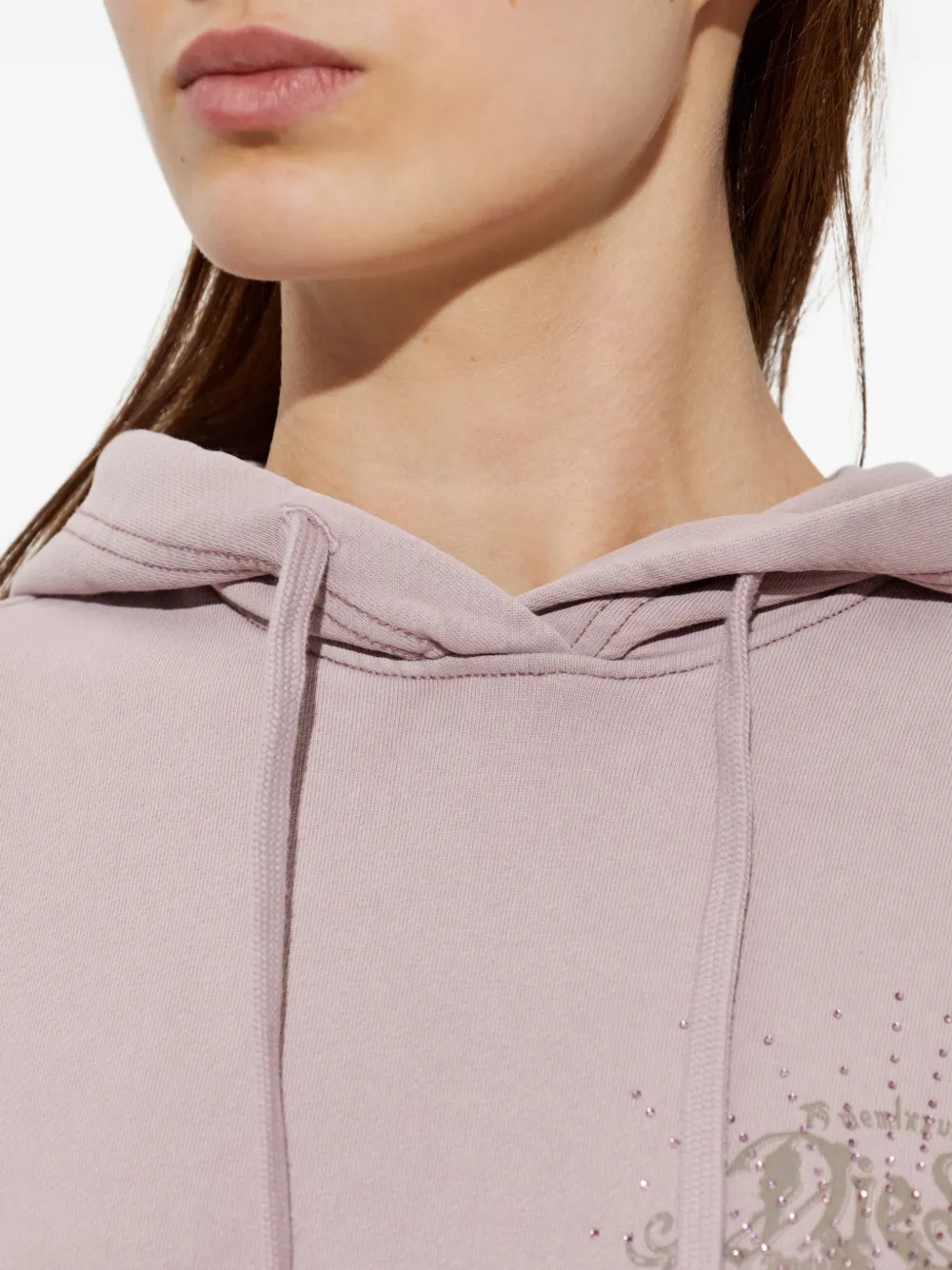 Diesel F-phoeny hoodie verfraaid met stras en grafische print Paars