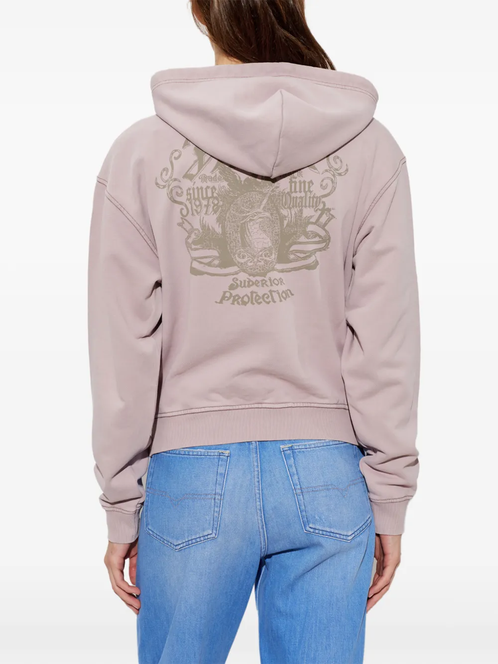Diesel F-phoeny hoodie verfraaid met stras en grafische print Paars
