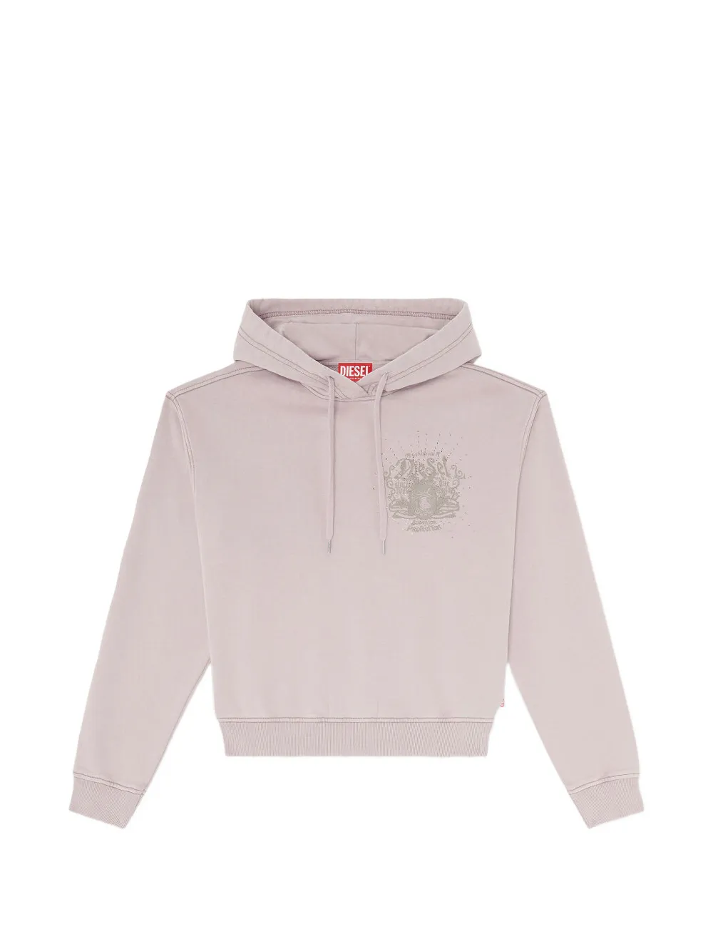 Diesel F-phoeny hoodie verfraaid met stras en grafische print Paars