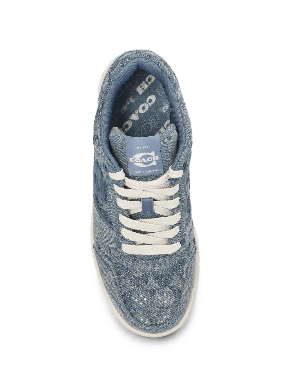Coach sequin-embellished denim sneakers Blauw