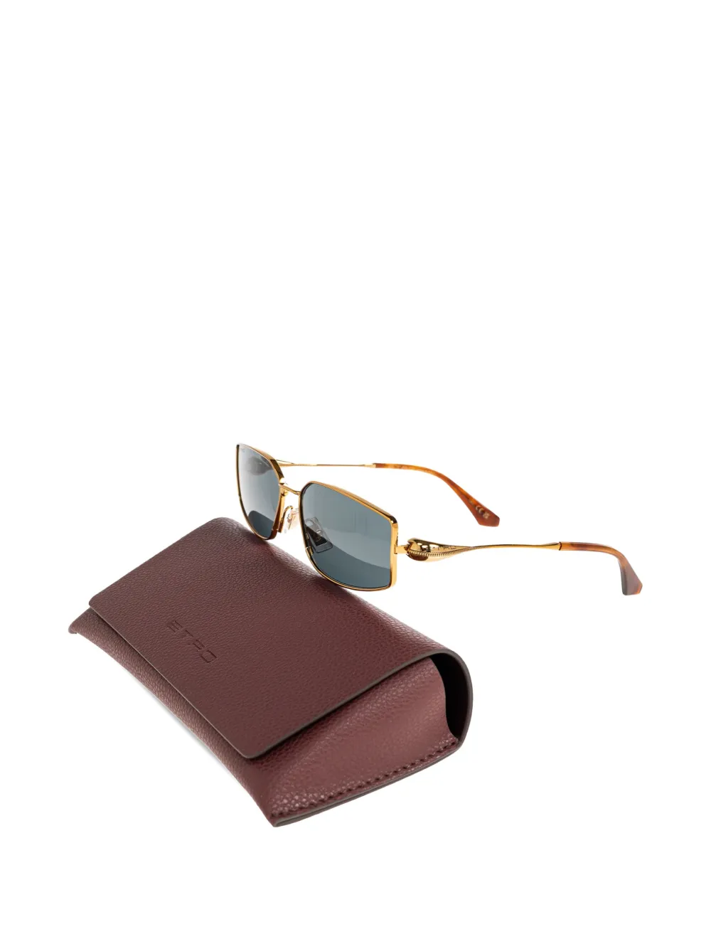 ETRO drop zonnebril met geometrisch montuur Goud