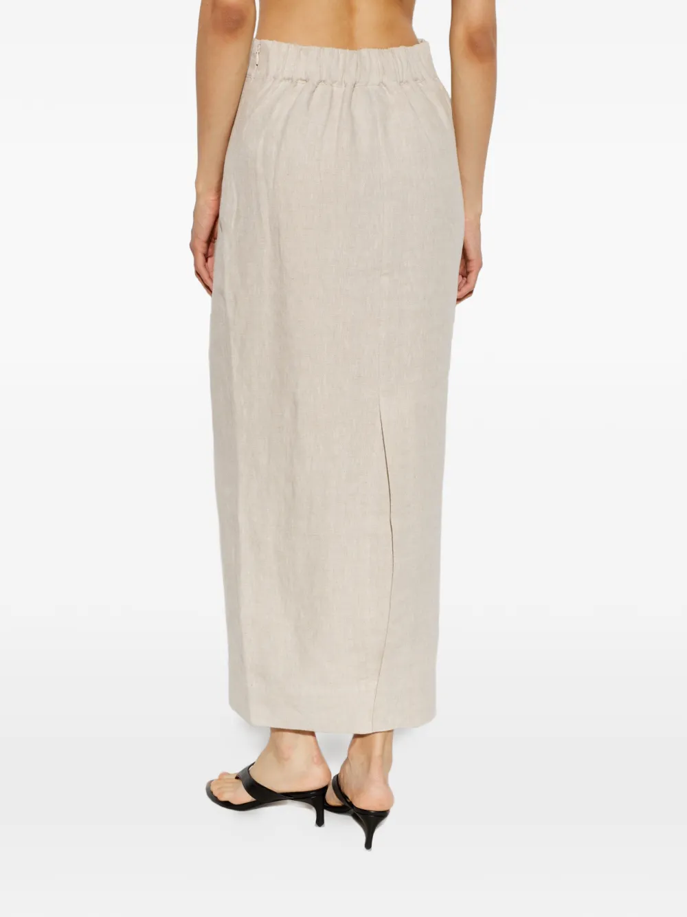 Posse Emma linnen midi-rok met split Beige