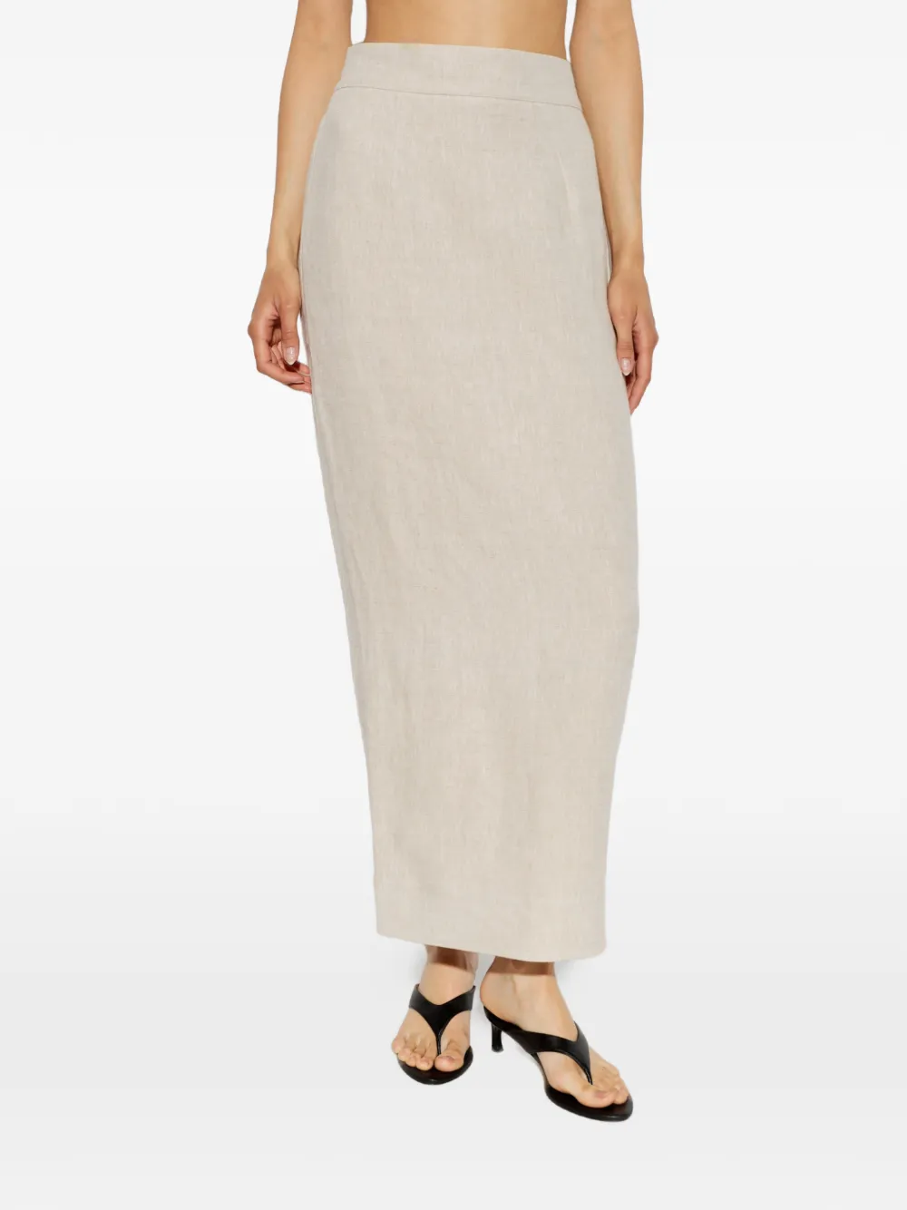 Posse Emma linnen midi-rok met split Beige