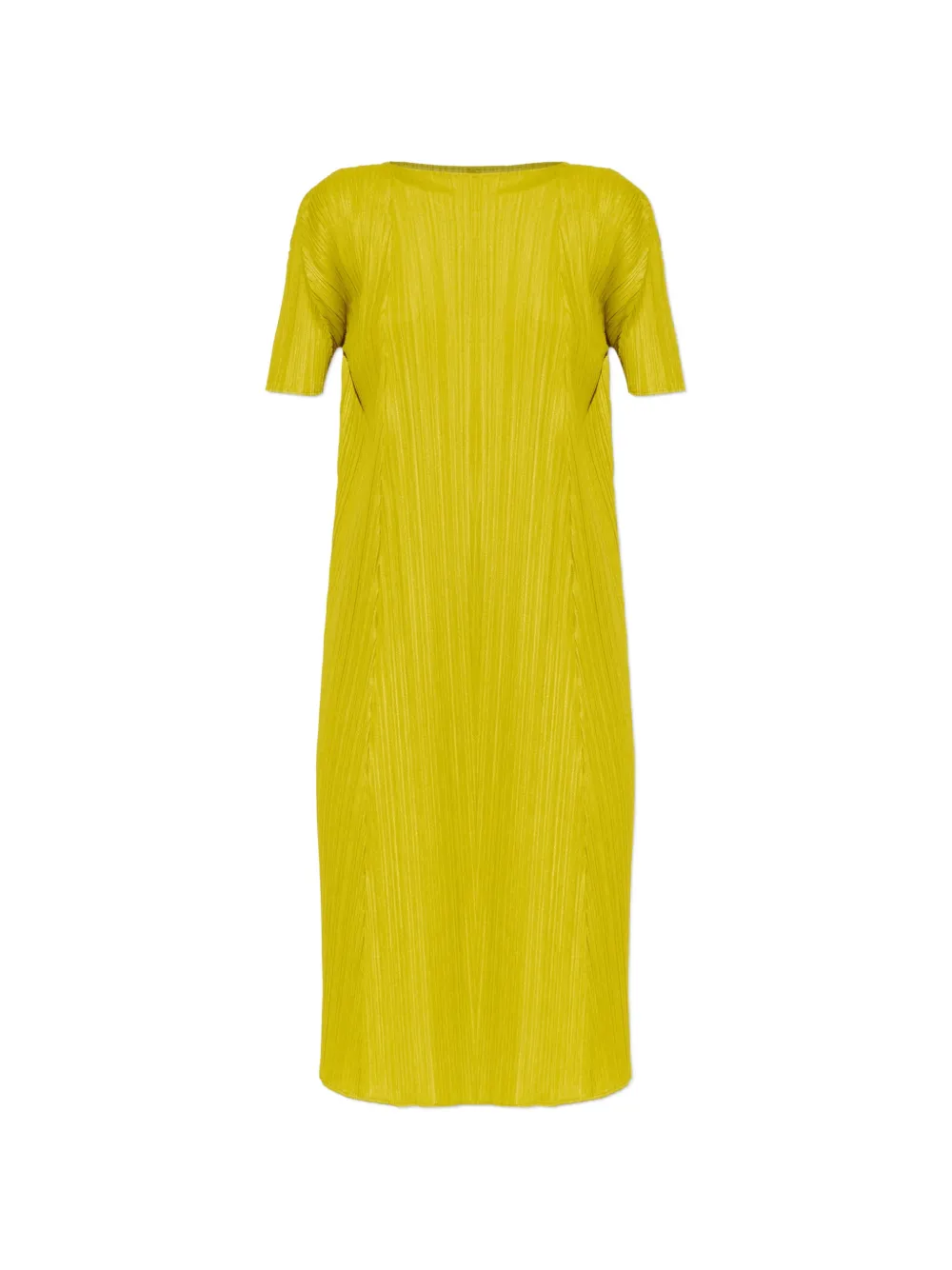 Pleats Please Issey Miyake pleated short-sleeved midi dress - Yellow
